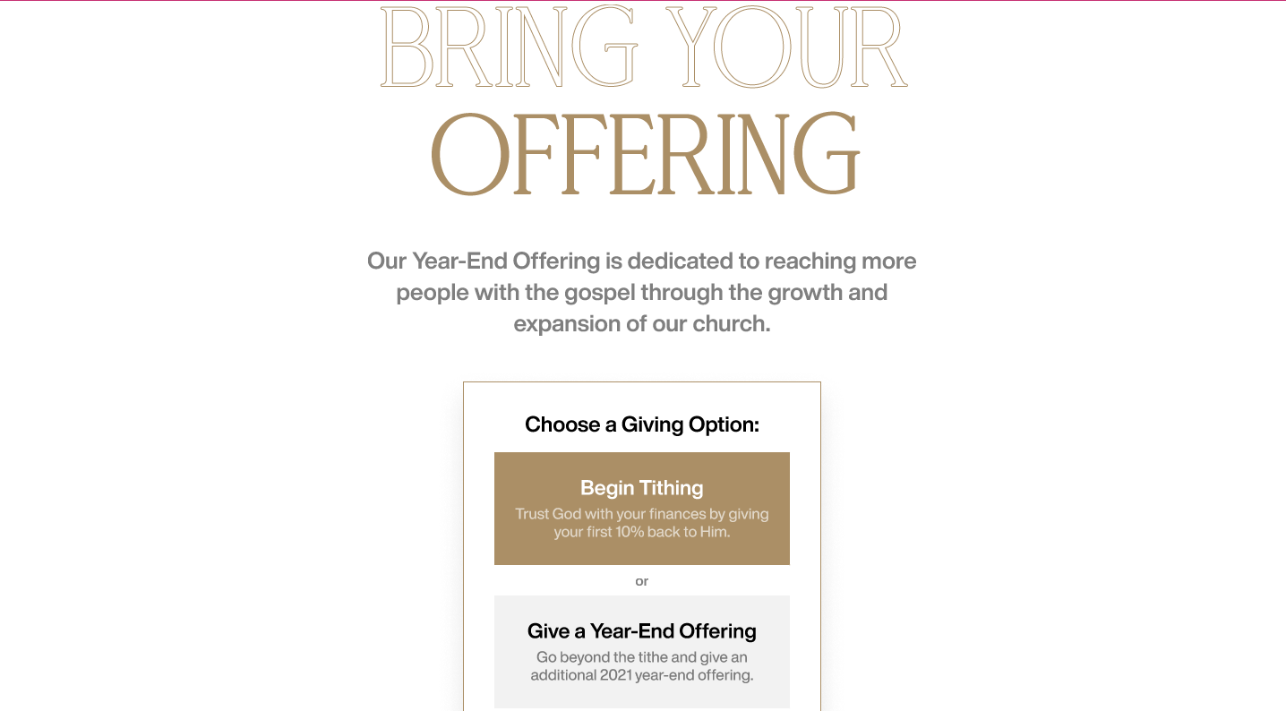 Elevation Church Year-End Giving Campaign built by Winnie Verzosa