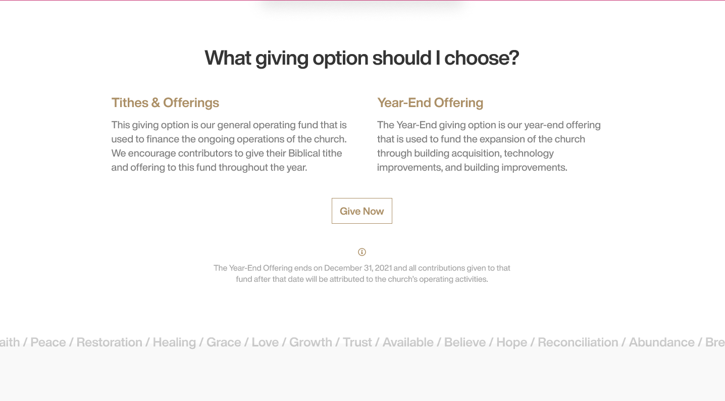 Elevation Church Year-End Giving Campaign built by Winnie Verzosa