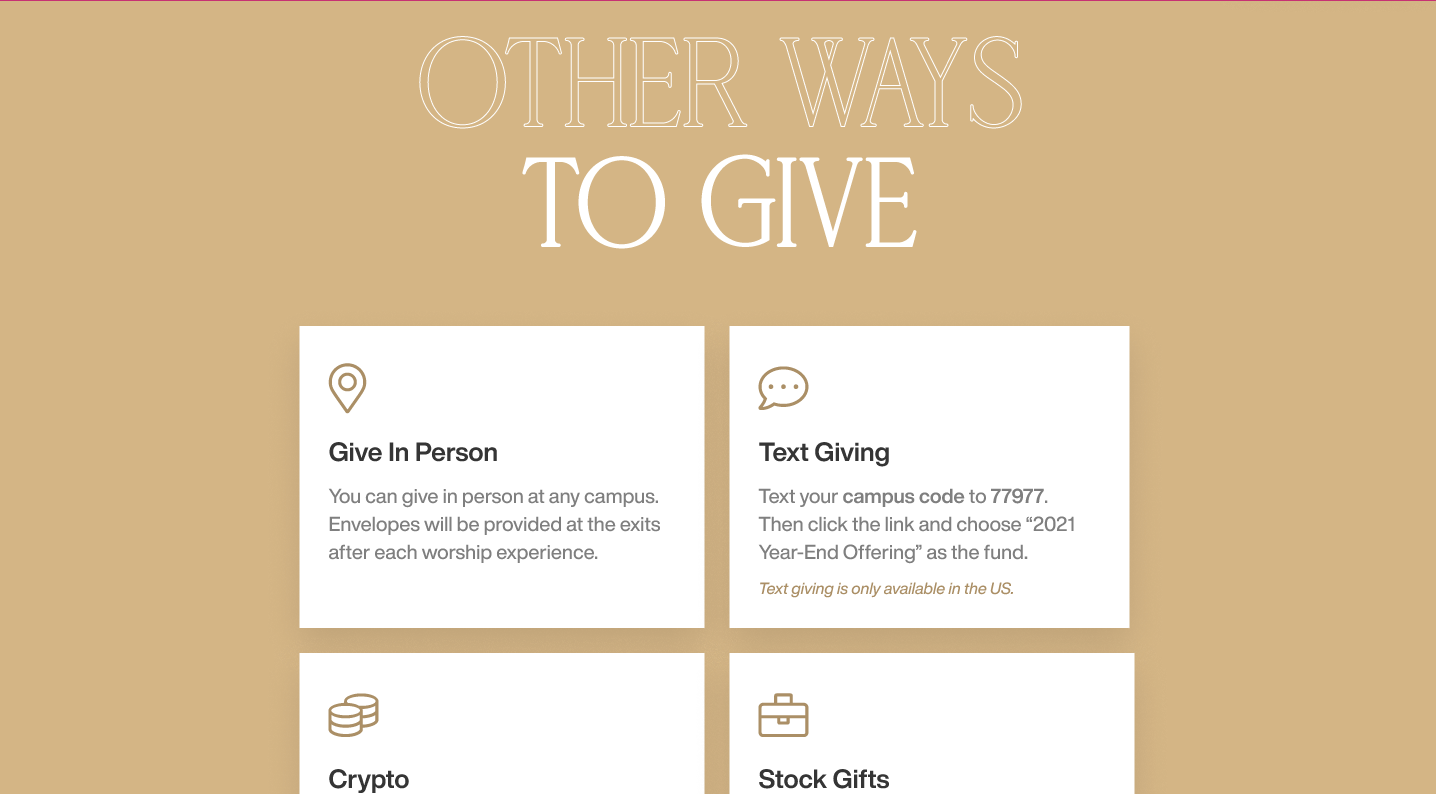 Elevation Church Year-End Giving Campaign built by Winnie Verzosa