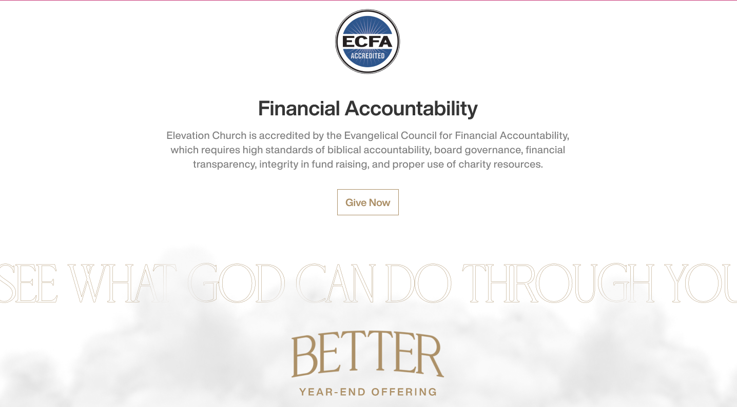 Elevation Church Year-End Giving Campaign built by Winnie Verzosa